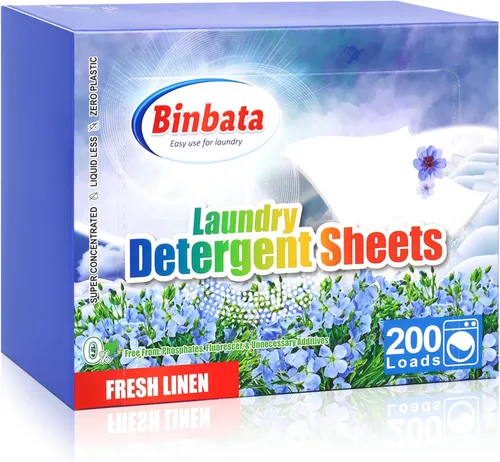 Vista 8 de Binbata Hojas de detergente para ropa, 200 cargas, aroma cítrico, hipoalergénicas, ecológicas, biodegradables, sin plástico, sin líquido, aptas