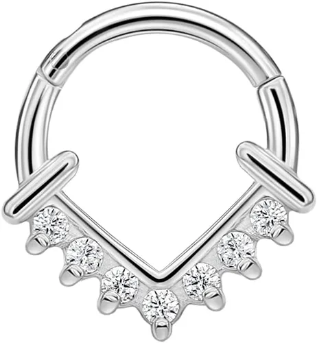FANSING Tabique de acero quirúrgico 316L para mujer, joyería de tabique hipoalergénica de 0.43 oz, 0.73 pulgadas, joyería de piercing triangular,