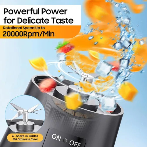 Vista 3 de Cordless Portable Personal Size Blender - 2026 Upgraded New Blender for Shakes and Smoothies with 13 Oz BAP Free Juice Cup, USB Rechargeable Freshly