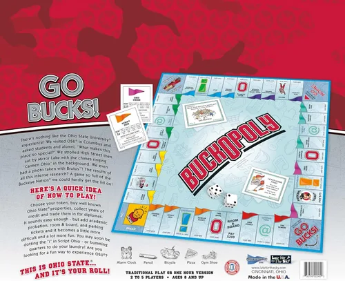 Vista 5 de Late For The Sky Ohio State Monopoly, escarlata, gris 15.38 x 10.63 x 2.06 pulgadas