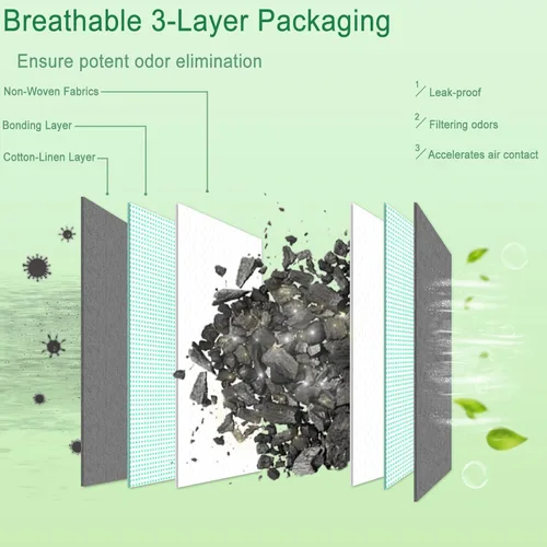 Vista 8 de Absorbedor de olores de carbón activado (grande, paquete de 12, 3.53 onzas cada uno), bolsas de carbón natural absorbente de olores, bolsa