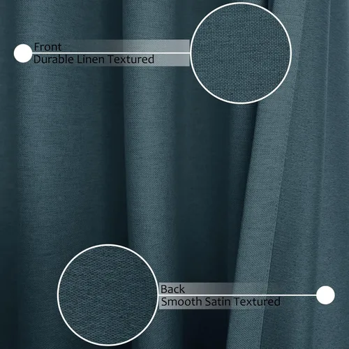 Vista 50 de Frelement Cortinas opacas de lino natural, paneles de cortinas con bolsillo para barra y pestaña trasera, para sala de estar, cortinas