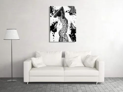 Genericc Arte de cuerpo y cara de mujer desnuda, impresión de fotos eróticas, arte de pared de vidrio templado, decoración del hogar, decoración de