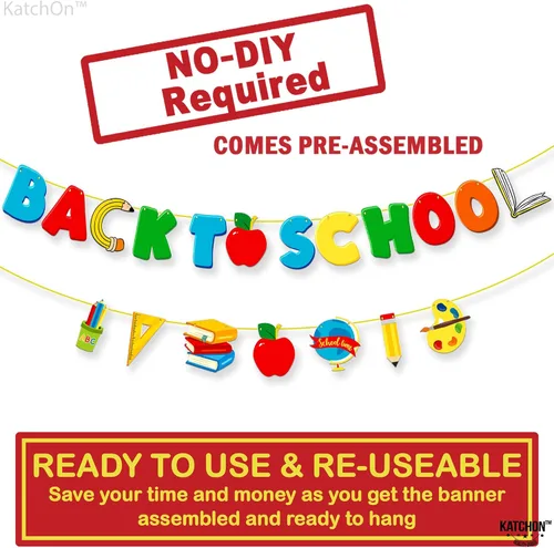 Vista 2 de KatchOn - Letrero enorme de regreso a clases, guirnalda de 10 pies de largo, no requiere armado, decoraciones de primer día de clases para aulas