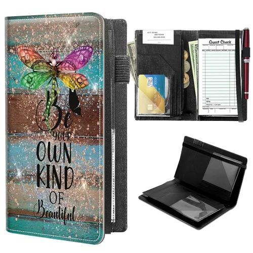 Vista 22 de Libros para Servidores de Alto Volumen, Libro de Servidor de Árbol de Color Artístico con 2 Bolsillos Expandibles de 9 x 5 pulgadas, Lindo Libro