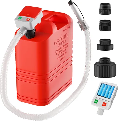 anngrowy Bomba de transferencia de combustible alimentada por batería con parada automática, transferencia de bomba de gas con 4 adaptadores de