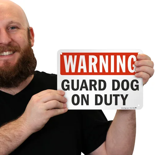 Vista 2 de SmartSign - S-2430-AL-10 Advertencia - Señal de guardia de servicio 7 "x 10" Aluminio Negro/Rojo sobre Blanco