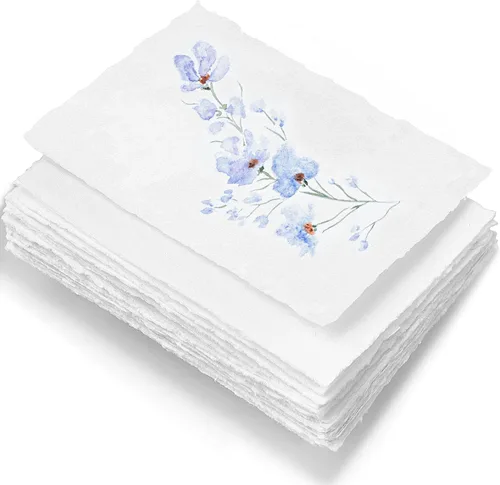 Vista 2 de Wanderings Papel en blanco hecho a mano con borde Deckle Edge 4 x 6 Paquete de 50 AcuarelaPapel mixto Invitaciones para guardar la fecha