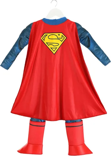 Vista 8 de Disfraz de Superman de DC Comics para niños pequeños, traje de superhéroe azul y rojo para fiestas de superhéroes, cosplay y Halloween