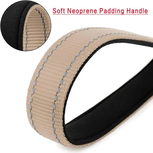 Vista 4 de PLUTUS PET Correa corta para perro, mango acolchado de nailon reflectante, correa de tráfico fuerte con clip de mosquetón, perfecta para perros Beige
