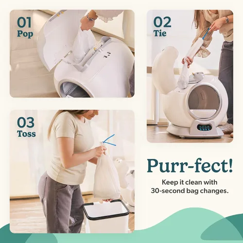 Vista 6 de Petcove PurrTek - Caja de arena autolimpiante automática para varios gatos, con control inteligente de aplicación (Wi-Fi de 5 GHz), triple control