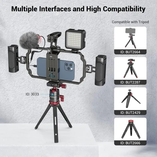 Vista 3 de SmallRig Universal Phone Video Rig Kit for iPhone 17 16 15 14 13 12 Pro Max, Aluminum Handheld Phone Cage with Handles, Video Stabilizer Rig for