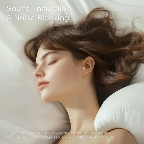 Vista 3 de sunvito Auriculares para dormir Bluetooth 6.0, mini auriculares invisibles de silicona para dormir de lado, auriculares con bloqueo de ruido, Beige
