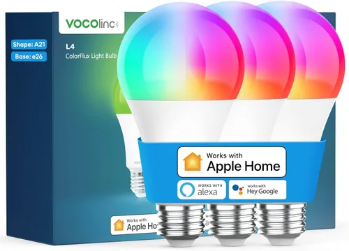 Vista 10 de VOCOlinc Bombilla inteligente funciona con Apple Homekit, Alexa, Google Home, bombillas inteligentes WiFi regulables, 850 lúmenes, bombilla LED