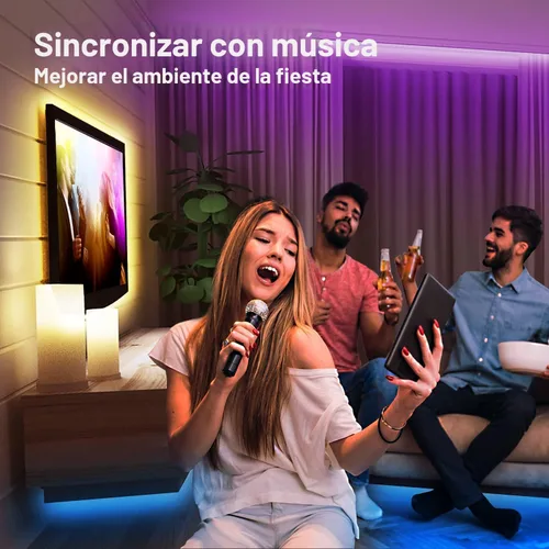 Vista 5 de DAYBETTER Tira de luces LED de 100 pies, iluminación inteligente con control remoto de aplicación, luces LED RGB para dormitorio, sincronización