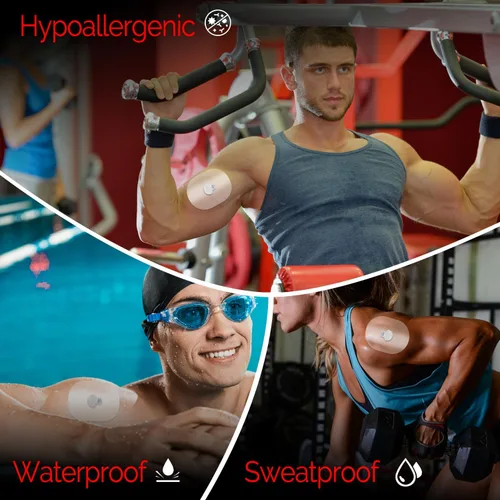 Vista 2 de Paquete de 20 parches para sensores Medtronic, parche impermeable Guardian 4 sensores, parches de sensor CGM precortados fáciles de usar, protegen