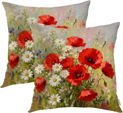 Vista 14 de Batmerry Bunny Basket of Flowers Cute Rabbit Spring Scene Throw Pillow Covers, A Cute Bunny Flowers Decorative Pillow Covers Digital Printing