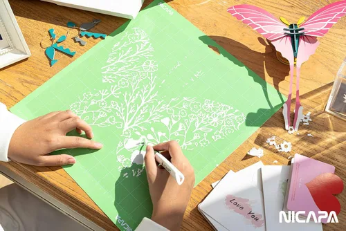Vista 4 de Nicapa Alfombrilla de corte de agarre estándar para Cricut Maker 3/Maker/Explore 3/Air 2/Air/One (12 x 12 pulgadas, 2 unidades)