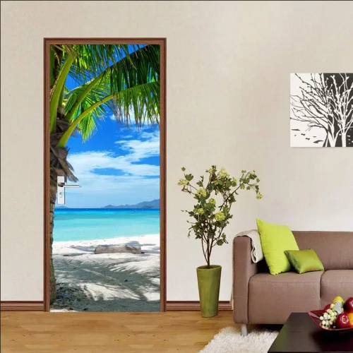 Vista 3 de ChezMax Calcomanías para puerta, calcomanías 3D para puerta, murales de puerta para despegar y pegar, papel tapiz de vinilo decorativo extraíble