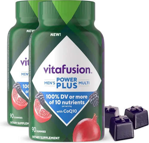 Vista 10 de Vitafusion Power+ Multivites Vitamina A B C D E Más calcio para el bienestar general Sabor a fresa y mandarina Suplemento multivitas