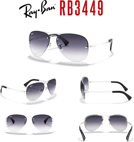 Vista 7 de Ray-Ban RB3449 - Lentes de sol estilo aviador para hombre y mujer + paquete con kit de cuidado de gafas de diseñador iWear