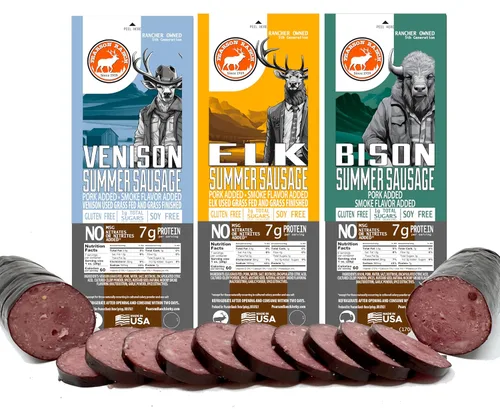 PEARSON RANCH Wild Game - Muestreador de salchichas de verano – alce, bisonte, venado, juego de regalo de salchicha de verano, juego de regalo de