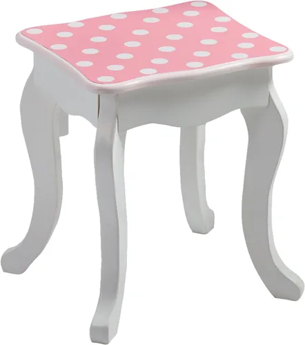 Vista 6 de Teamson Kids Princesa Gisele con estampado de lunares, juego de tocador de juguete de 2 piezas para niños, con mesa de tocador, espejo triple
