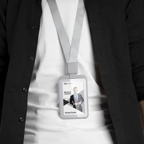 Vista 7 de Phomo Portatarjetas de identificación autoretráctiles con clip de carrete de mosquetón y cordón para insignia, soporte para tarjetas de Negro