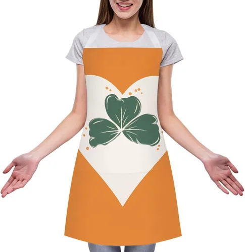 Vista 3 de MUSM Leaves on Heart Shape Apron，Classic Vintage Funny with Pockets Aprons,Adjustable Bib Waterdrop Resistant for Kitchen Cooking Restaurant BBQ