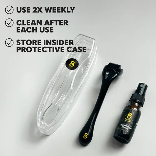 Vista 8 de The Beard Club Derma Roller & Cleansing Spray Kit – Rodillo de microagujas para barba, cuero cabelludo y cara con rodillo de barba y limpiador