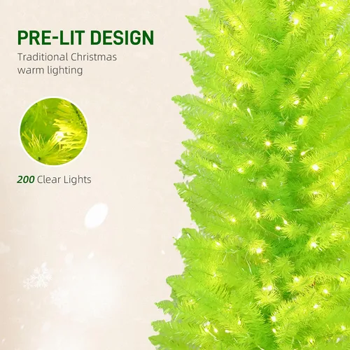 Vista 5 de HOMCOM Árbol de Navidad caprichoso de 5 pies con bola roja preiluminada Verde