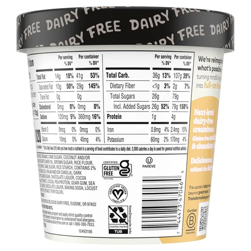 Vista 2 de So Delicious Postre congelado de leche de coco sin lácteos, masa de galletas, vegano, proyecto sin OMG, verificado, 1 pinta