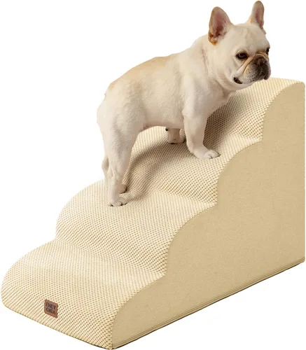Vista 33 de EHEYCIGA Rampa de escaleras curvadas para perros pequeños de 15.7 pulgadas de alto, escalones para perros de 3 escalones para sofá y silla