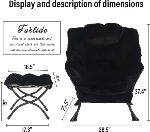 Vista 2 de Silla Lazy con otomana, silla moderna con reposapiés plegable, silla de acento de salón, cómoda silla de lectura para dormitorio, estudio, sala