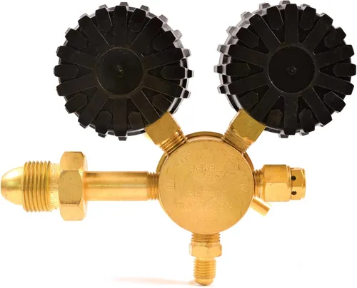 Vista 4 de Uniweld RHP400 Regulador de nitrógeno con 0-400 PSI de presión, CGA580 conexión de entrada y conexión de salida de llama macho de 14 de pulgada