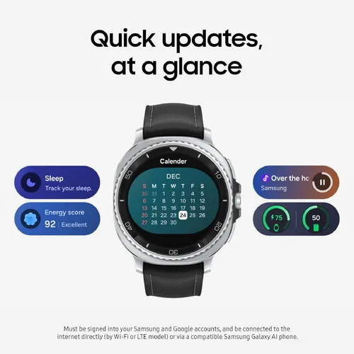 Vista 5 de Samsung Galaxy Watch 8 Classic (2025) - Reloj inteligente Bluetooth de 46 mm, diseño de cojín, bisel giratorio, botón rápido, entrenador de dormir