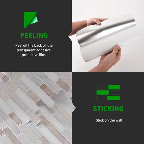 Vista 3 de LONGKING Protector contra salpicaduras de mármol despegable y adhesivo de 10 hojas para cocina, protector contra salpicaduras de azulejos