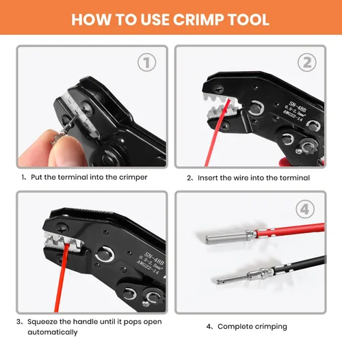 Vista 6 de Kit de conectores DT de 240 piezas, 18 piezas, herramienta de crimpado de cables para conectores Deutsch, herramienta de extracción de terminales