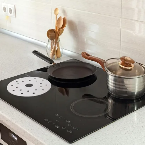 Vista 5 de Hemoton Utensilios de cocina Placa de guía térmica de inducción Convertidor de placa de cocina de inducción de disco Cazuela de acero inoxidable
