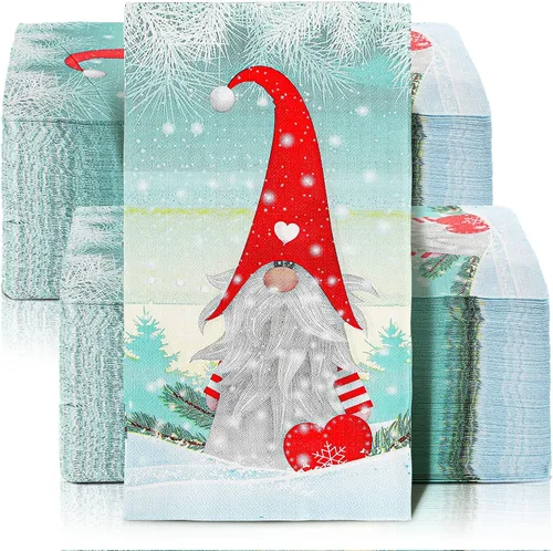 200 servilletas de Navidad para invitados, gnomos, toalla de mano desechable de Navidad para baño, papel para el hogar, Navidad, invierno,