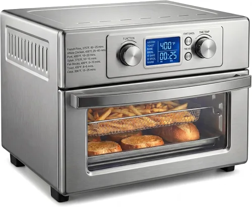 Vista 12 de OLIXIS Combo de horno tostador y freidora de aire, encimera de horno de 16.9 cuartos de galón, 5 funciones en 1, 4 accesorios incluidos, inoxidable