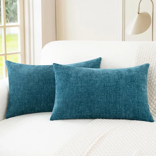 Vista 24 de CaliTime - Paquete de 2 fundas de almohada acogedoras para sofá, decoración del hogar, felpilla suave teñida sólida, 16 x 16 pulgadas, marrón Marrón