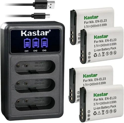 Vista 7 de Kastar EN-EL23 Cargador de batería USB triple LCD compatible con Nikon Coolpix B700, Coolpix P600, Coolpix P610, Coolpix P610s, Coolpix P900