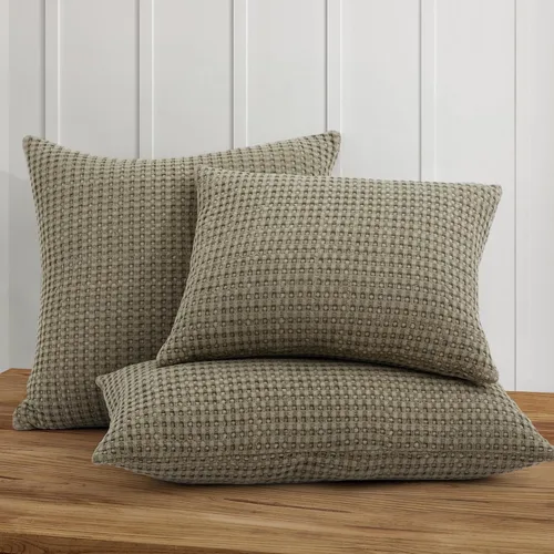 Vista 3 de Levtex Home - Mills Waffle Taupe - Almohada decorativa (12 x 24 pulgadas) - Waffle - Taupe