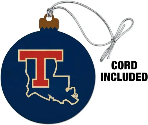 Vista 2 de GRAPHICS & MORE Louisiana Tech University Bulldogs Logo Madera Árbol de Navidad Adorno de vacaciones