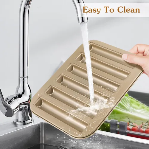 Vista 8 de 3 moldes para bollos para perros calientes, molde de galletas de dedo antiadherente para salchichas para pasteles, biscotti eclair sándwich horneado