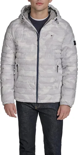 Vista 11 de Tommy Hilfiger chamarra plegable de poliéster elástico con capucha para hombre Medianoche
