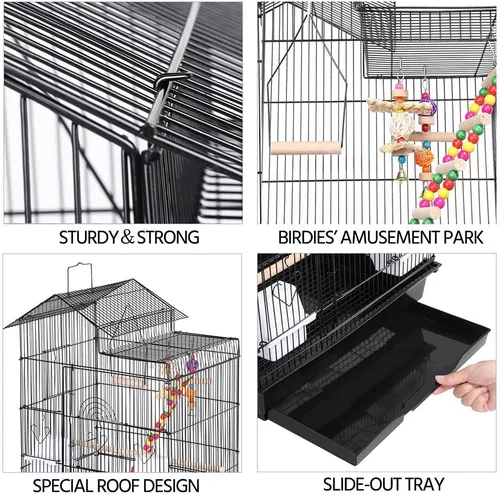 Vista 5 de Yaheetech Jaula de 39 pulgadas para pájaros de techo grande para loros pequeños, cacatúas, periquitos del sol, conure de mejillas verdes
