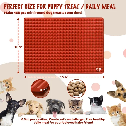 Vista 5 de HKNMTT Moldes de Silicona Mini Forma Redonda, 468 Cavidades Bandeja de Horneado de Pequeñas Semi Esferas Moldes para Golosinas para Perros y Dulces