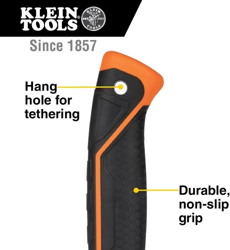 Vista 4 de Klein Tools H80816 Martillo de garra recta con cabeza lisa, 16 onzas, mango de agarre antideslizante de fibra de vidrio con orificio de sujeción, 13